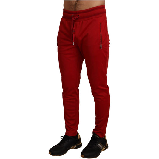 Dolce & Gabbana | Red Polyester Logo Plaque Sweatpants | McRichard Designer Brands