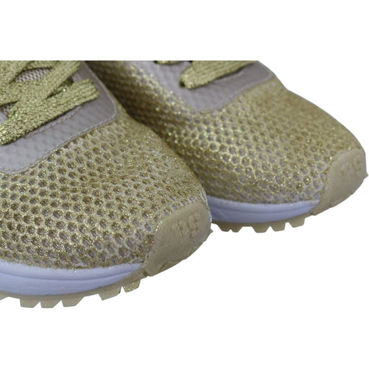 Plein Sport | Gold Polyester Gretel Sneakers Shoes  | McRichard Designer Brands