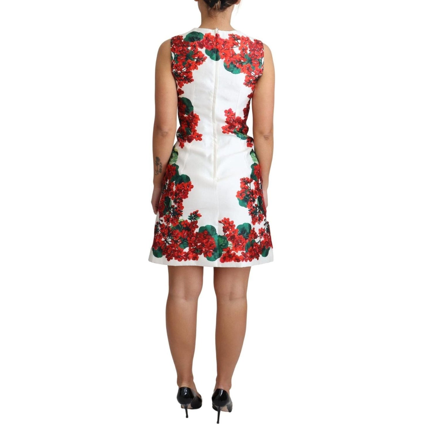 Dolce & Gabbana | White Portofino Motif Fitted Mini Silk Dress | McRichard Designer Brands