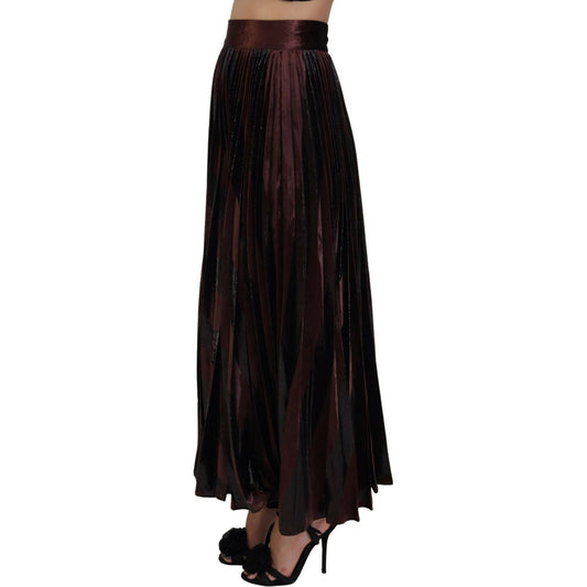 Dolce & Gabbana | Brown Polyester High Waist A-line Maxi Skirt  | McRichard Designer Brands