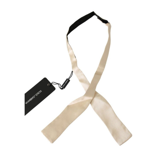 Dolce & Gabbana | Beige Slim Skinny Men Necktie 100% Silk Bowtie | McRichard Designer Brands