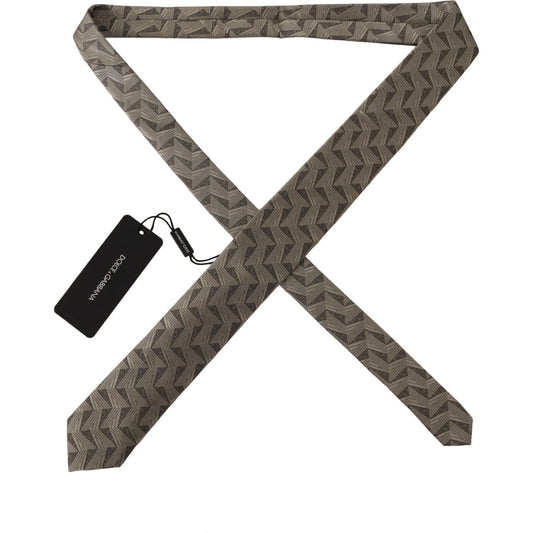 Dolce & Gabbana | Beige Fantasy Pattern Adjustable Necktie Accessory Tie  | McRichard Designer Brands