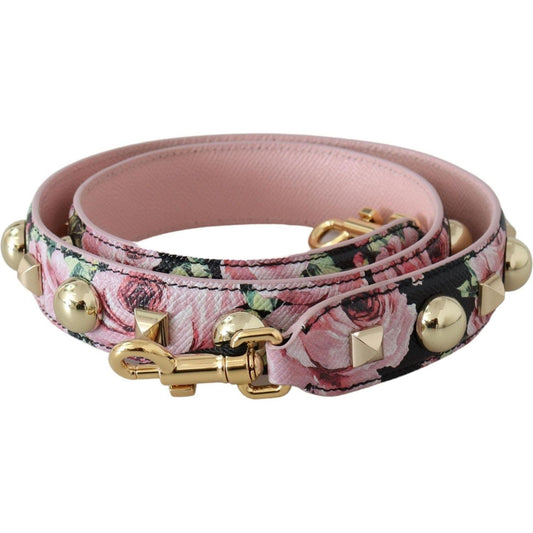 Dolce & Gabbana | Pink Floral Gold Studs Bag Accessory Shoulder Strap  | McRichard Designer Brands