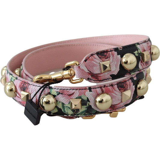 Dolce & Gabbana | Pink Floral Gold Studs Bag Accessory Shoulder Strap  | McRichard Designer Brands