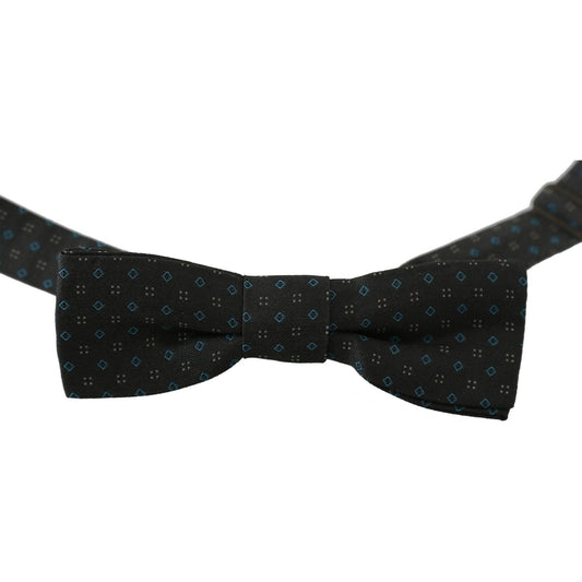 Dolce & Gabbana | Men Gray Pattern Silk Adjustable Neck Papillon Bow Tie Necktie | McRichard Designer Brands