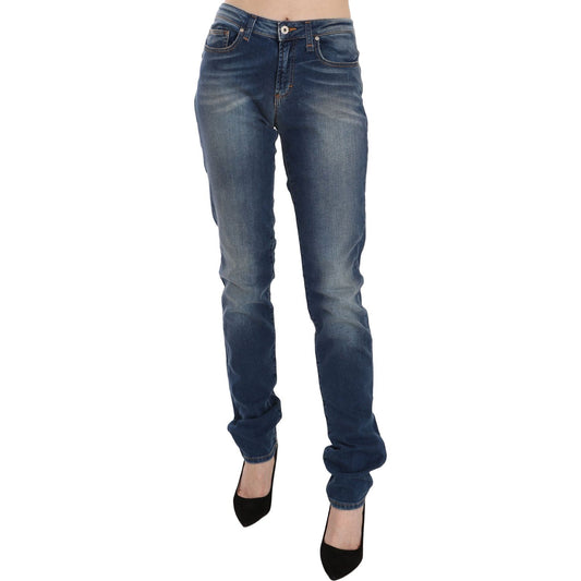 Fiorucci | Blue Washed Mid Waist Slim Fit Denim Jeans | McRichard Designer Brands