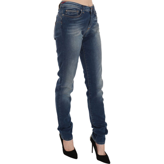 Fiorucci | Blue Washed Mid Waist Slim Fit Denim Jeans | McRichard Designer Brands