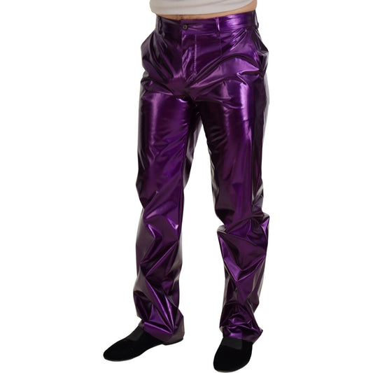Dolce & Gabbana | Purple Shining Men Casual Pants  | McRichard Designer Brands
