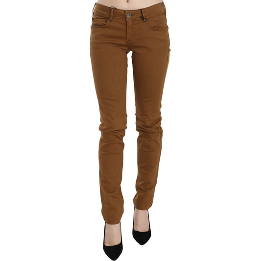 PLEIN SUD | Brown Cotton Mid Waist Skinny Slim Fit Denim Jeans | McRichard Designer Brands