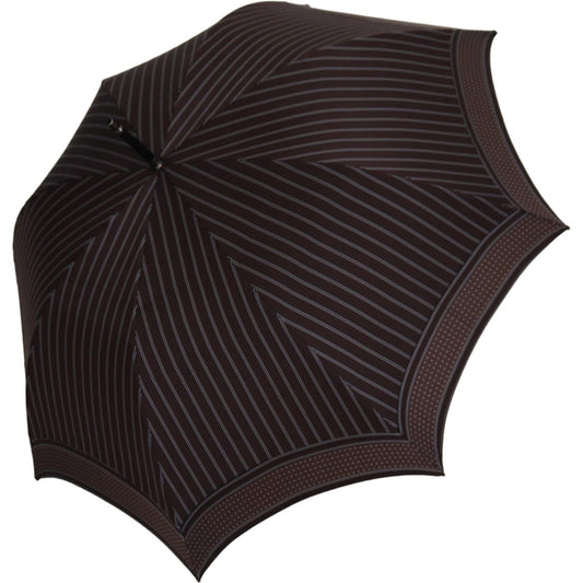 Dolce & Gabbana | Brown Striped Leather Handle Collapsible Sartoria Umbrella | McRichard Designer Brands