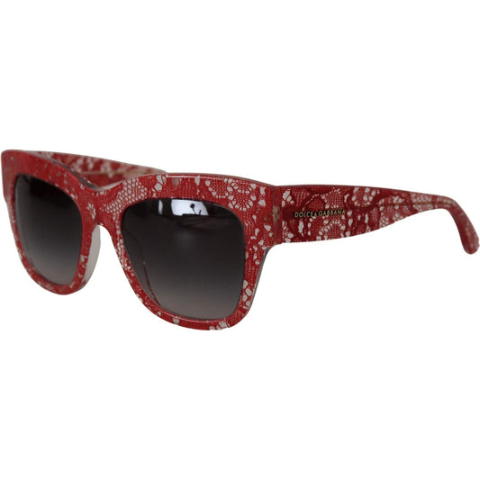 Dolce & Gabbana | Red Lace Acetate Rectangle Shades DG4231 Sunglasses  | McRichard Designer Brands