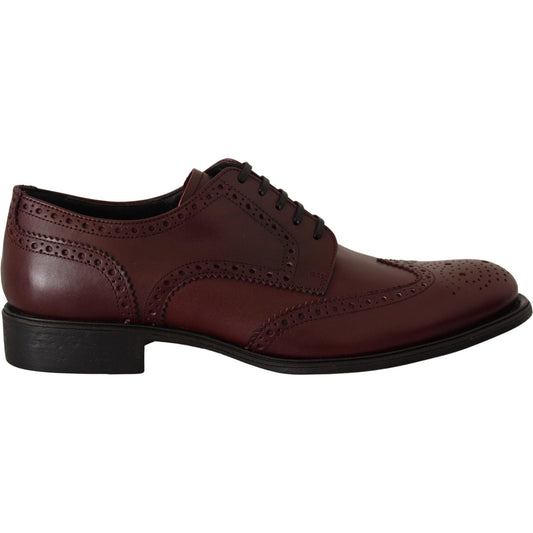 Dolce & Gabbana | Bordeaux Leather Oxford Wingtip Formal Shoes | 389.00 - McRichard Designer Brands