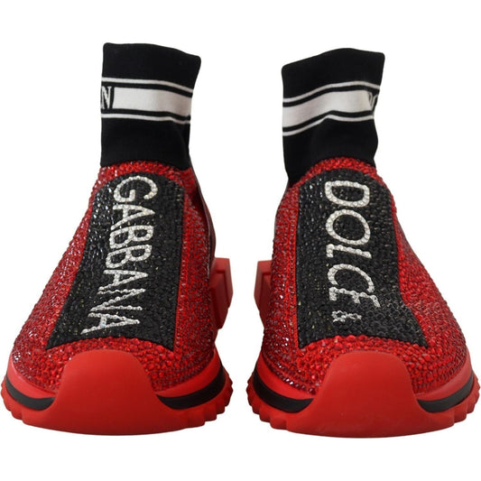 Dolce & Gabbana | Red Bling Sorrento Sneakers Socks Shoes  | McRichard Designer Brands