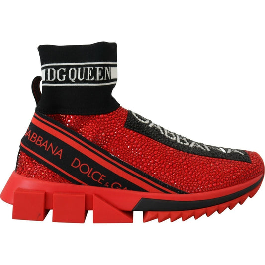 Dolce & Gabbana | Red Bling Sorrento Sneakers Socks Shoes  | McRichard Designer Brands