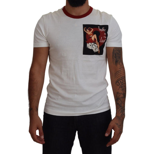 Dolce & Gabbana | Cotton White Logo Print Crewneck T-shirt | McRichard Designer Brands