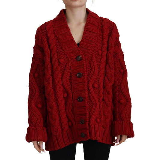 Dolce & Gabbana | Red Wool Knit Button Down Cardigan Sweater  | McRichard Designer Brands