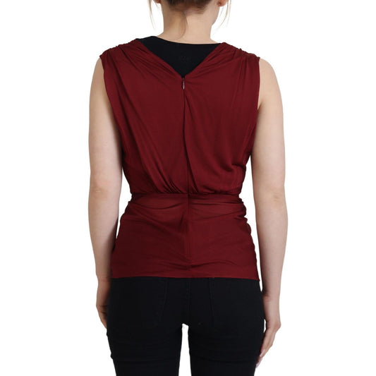 Dolce & Gabbana | Bordeaux Silk Stretch Top Vest Blouse  | McRichard Designer Brands