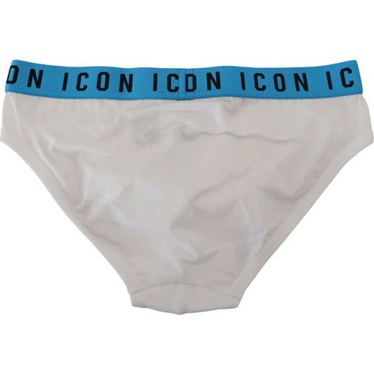 Dsquared² | White Icon Logo Cotton Stretch Men Brief Underwear - McRichard Designer Brands