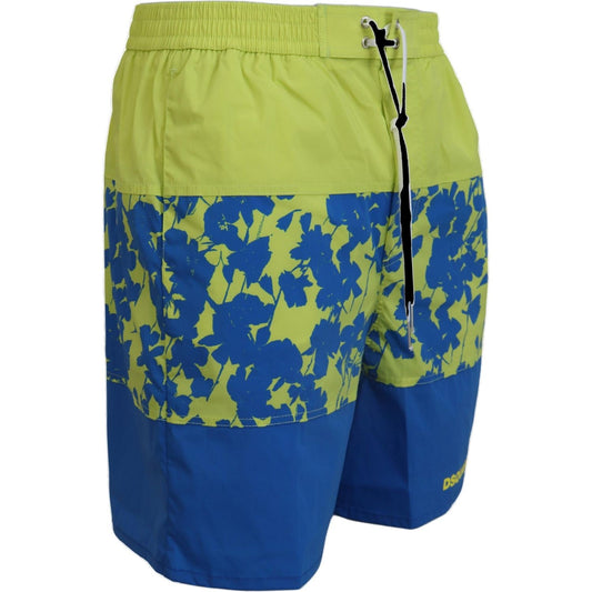 Dsquared² | Blue Green Logo Print Men Beachwear Shorts Swimwear - McRichard Designer Brands