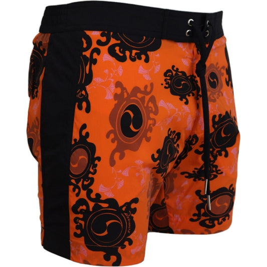 Dsquared² | Orange Black Printed Men Beachwear Shorts Swimwear - McRichard Designer Brands