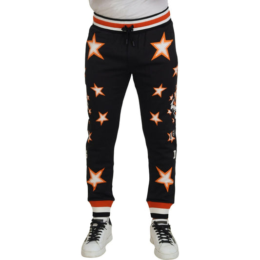 Dolce & Gabbana | Black Orange Star Trousers Sport Pants | McRichard Designer Brands