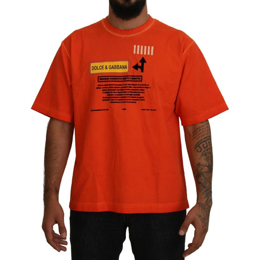 Dolce & Gabbana | Orange Cotton Logo Short Sleeve T-shirt | McRichard Designer Brands
