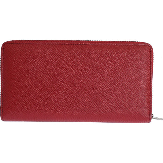 Dolce & Gabbana | Red Dauphine Leather Zip Around Continental Wallet  | McRichard Designer Brands