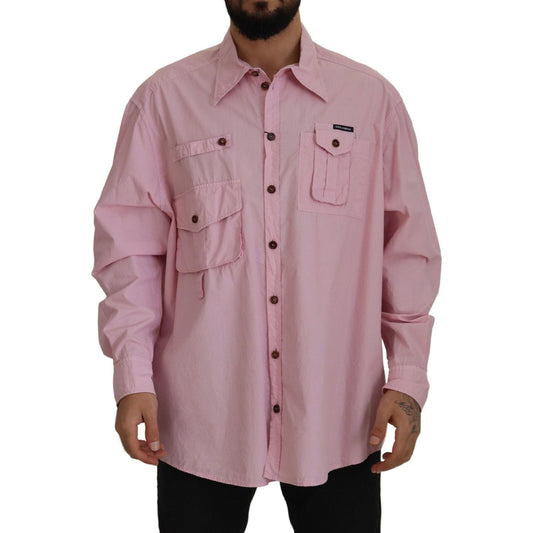 Dolce & Gabbana | Pink Casual Button Down Long Sleeves Shirt  | McRichard Designer Brands