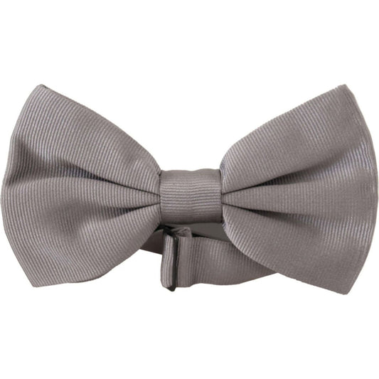 Dolce & Gabbana | Gray 100% Silk Adjustable Neck Papillon Tie  | McRichard Designer Brands