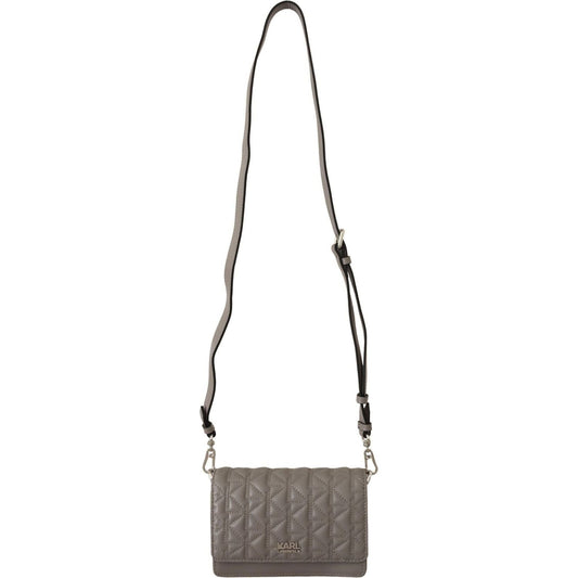 Karl Lagerfeld | Light Grey Leather Crossbody Bag | McRichard Designer Brands