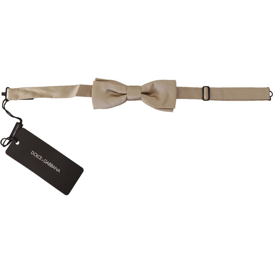 Dolce & Gabbana | Gold Solid 100% Silk Adjustable Neck Papillon Tie  | McRichard Designer Brands