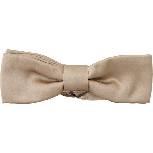 Dolce & Gabbana | Gold Solid 100% Silk Adjustable Neck Papillon Tie  | McRichard Designer Brands