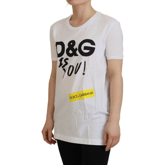 Dolce & Gabbana | White DG Logo Printed Short Sleeves Top | McRichard Designer Brands