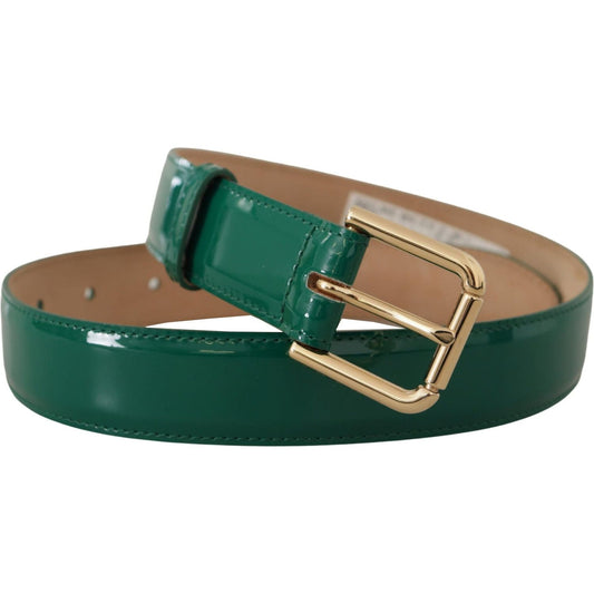 Dolce & Gabbana | Green Patent Leather Logo Engraved Buckle Belt  | McRichard Designer Brands