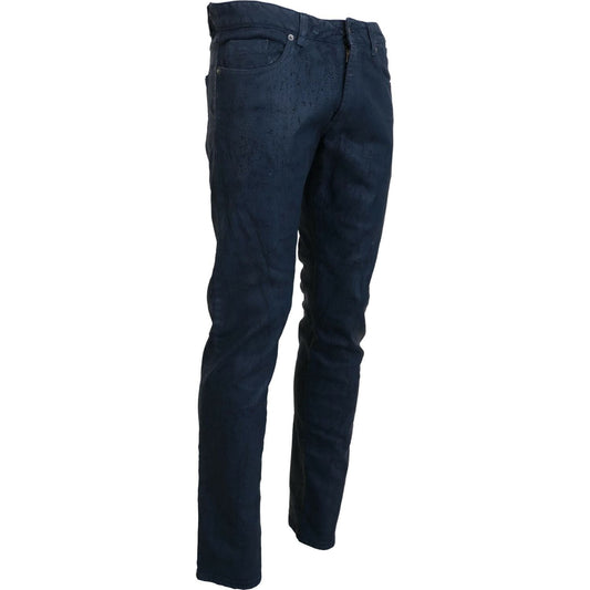 Exte | Blue Cotton Tapered Slim Fit Men Casual Denim Jeans - McRichard Designer Brands