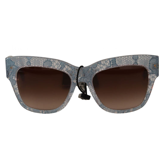 Dolce & Gabbana | Blue Lace Acetate Rectangle Shades Sunglasses WOMAN SUNGLASSES | McRichard Designer Brands