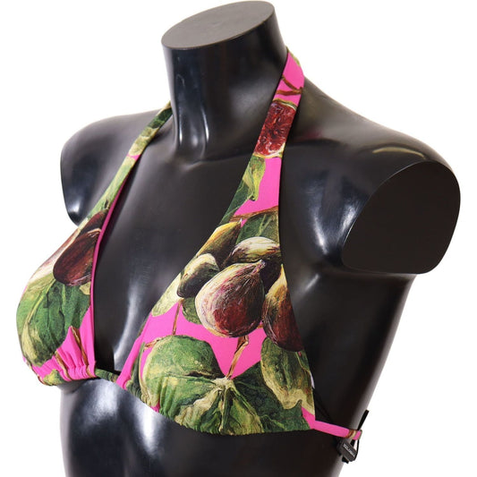 Dolce & Gabbana | Pink Printed Nylon Swimsuit Bikini Top Swimwear | McRichard Designer Brands