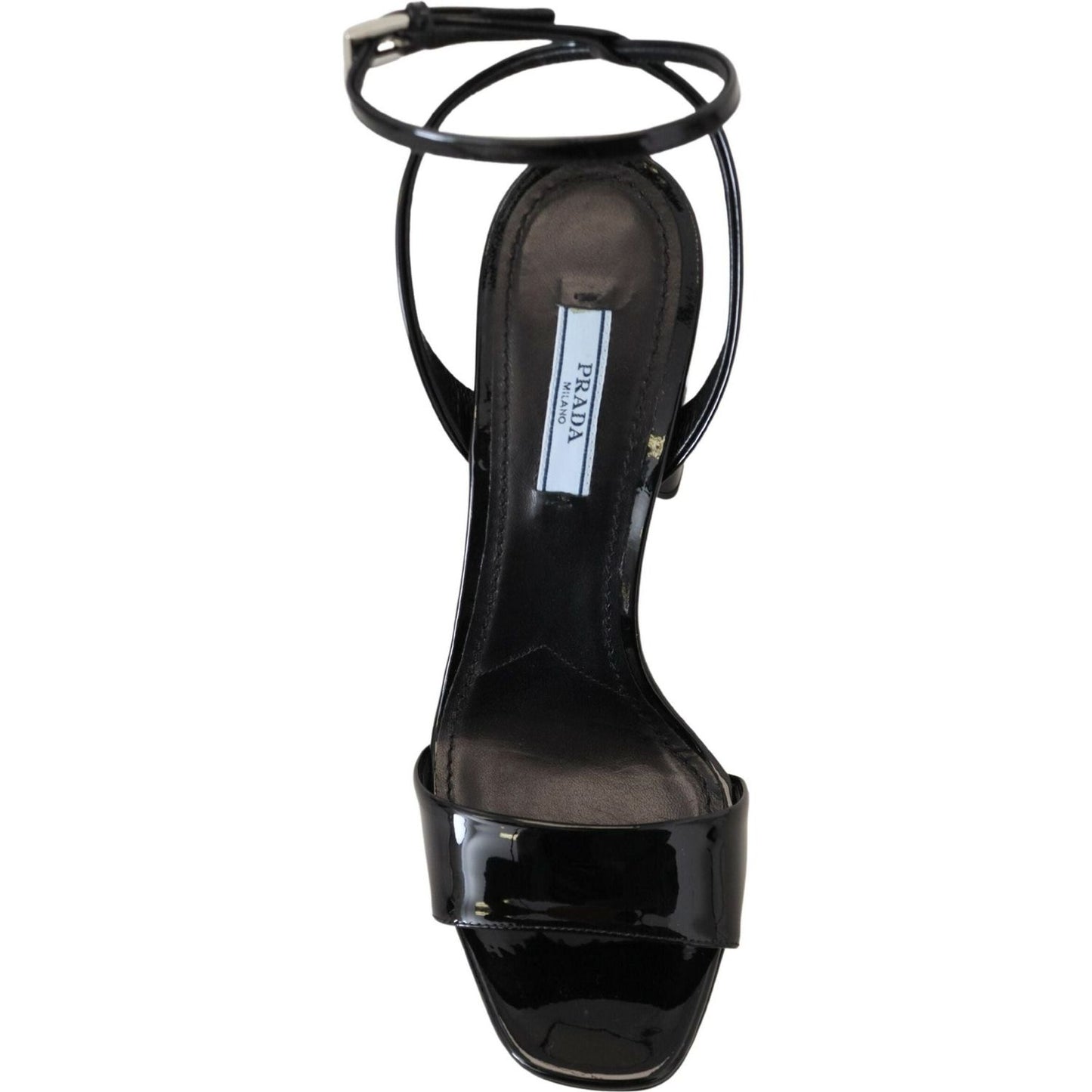Prada | Black Patent Sandals Ankle Strap Heels Leather  | McRichard Designer Brands