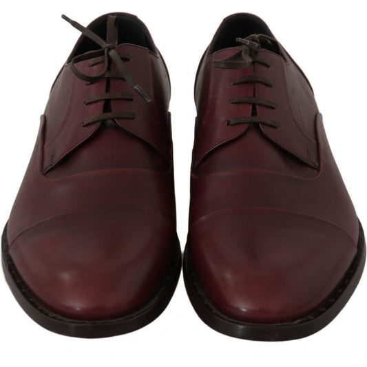 Dolce & Gabbana | Red Bordeaux Leather Derby Formal Shoes | McRichard Designer Brands