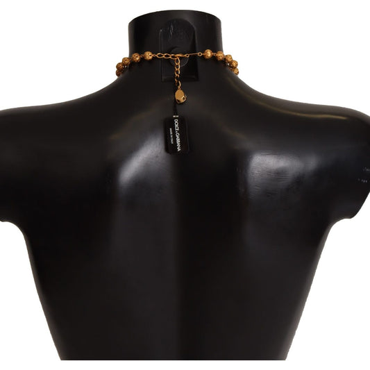 Dolce & Gabbana | Gold Brass Carretto Sicily Statement Crystal Chain Necklace | McRichard Designer Brands