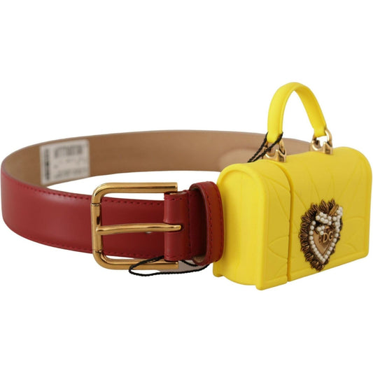 Dolce & Gabbana | Red Leather Yellow DEVOTION Heart Bag Buckle Belt - McRichard Designer Brands
