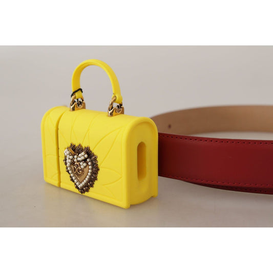 Dolce & Gabbana | Red Leather Yellow DEVOTION Heart Bag Buckle Belt - McRichard Designer Brands