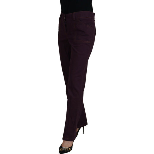 BENCIVENGA | Purple Cotton Mid Waist Women Tapered Pants - McRichard Designer Brands