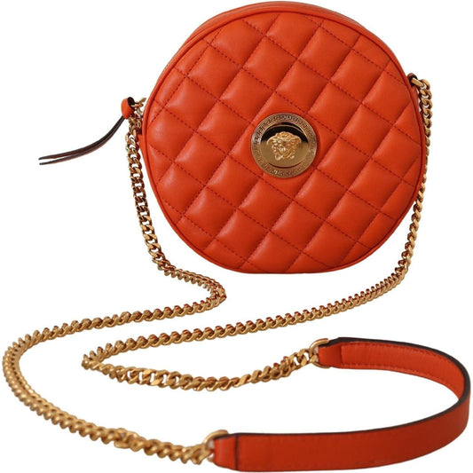Versace | Red Nappa Leather Medusa Round Crossbody Bag | McRichard Designer Brands