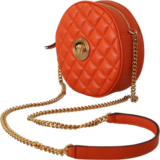 Versace | Red Nappa Leather Medusa Round Crossbody Bag | McRichard Designer Brands