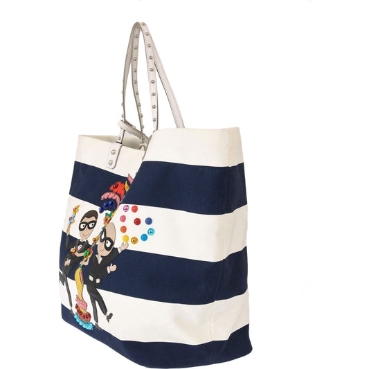 Dolce & Gabbana | Blue Canvas #dgfamily Shopping BEATRICE Bag  | McRichard Designer Brands