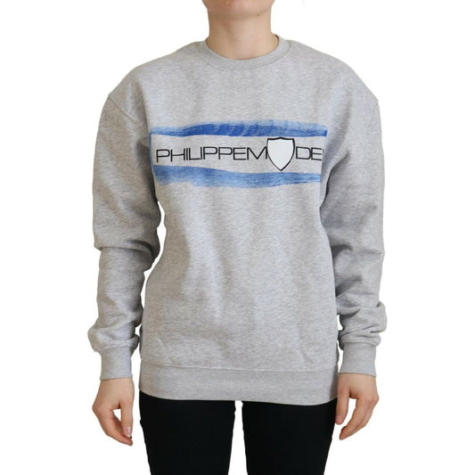 Philippe Model | Gray Printed Long Sleeves Pullover Sweater - McRichard Designer Brands