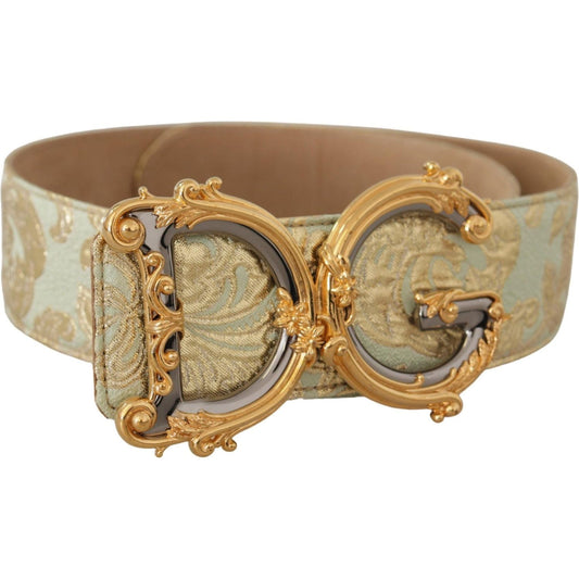 Dolce & Gabbana | Green Wide Brocade Jacquard DG Logo Gold Buckle  Belt - McRichard Designer Brands