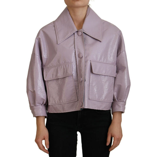 Dolce & Gabbana | Purple Cotton Button Down Cropped Jacket  | McRichard Designer Brands