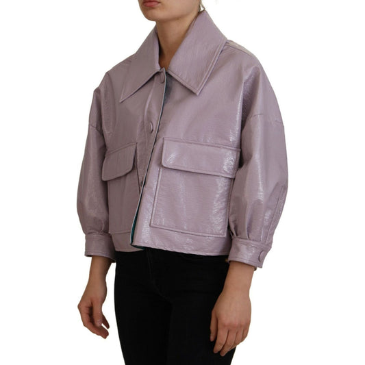 Dolce & Gabbana | Purple Cotton Button Down Cropped Jacket  | McRichard Designer Brands